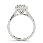LUMEO Round Halo Diamond Engagement Ring Side View in Platinum 
