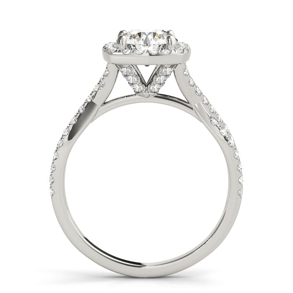 LUMEO Round Halo Diamond Engagement Ring Side View in Platinum 