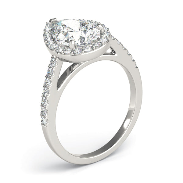 LUMEO Pear Halo Diamond Engagement Ring Angle View in Platinum 
