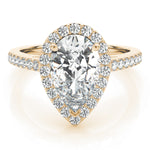 LUMEO Pear Halo Diamond Engagement Ring Set in 18k Solid Yellow Gold 