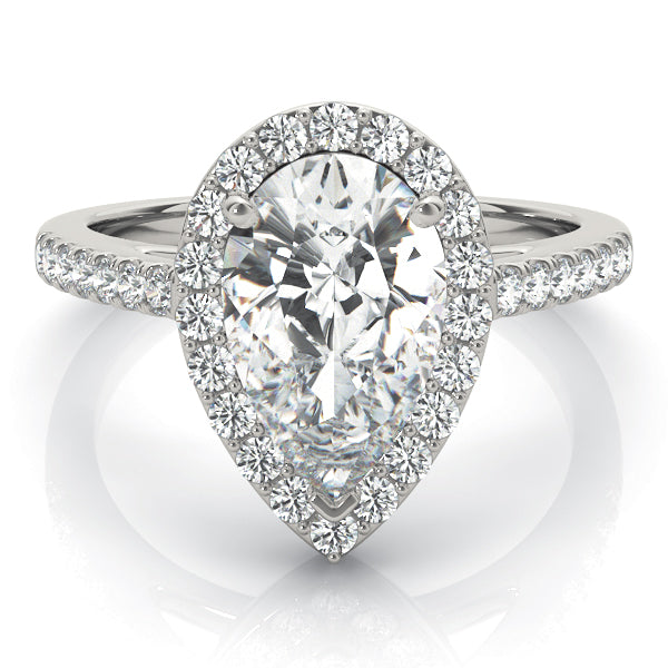 LUMEO Pear Halo Diamond Engagement Ring Set in Platinum 