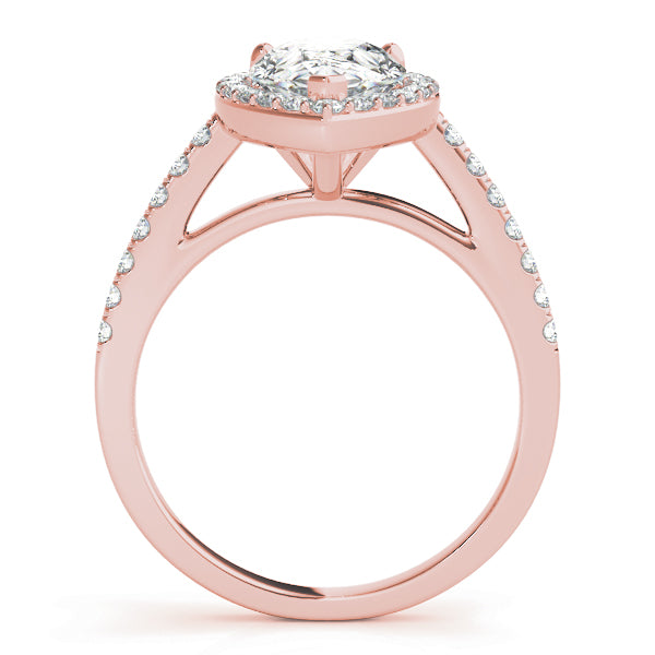 LUMEO Pear Halo Diamond Engagement Ring Side View in 18k Solid Rose Gold 