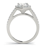 LUMEO Pear Halo Diamond Engagement Ring Side View in Platinum 