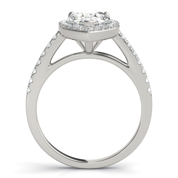 LUMEO Pear Halo Diamond Engagement Ring Side View in Platinum 