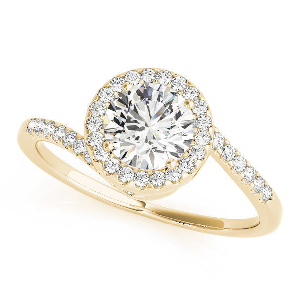 LUMEO Round Halo Diamond Engagement Ring Front View in 18k Solid Yellow Gold 