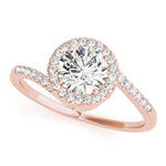LUMEO Round Halo Diamond Engagement Ring Front View in 18k Solid Rose Gold 