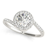LUMEO Round Halo Diamond Engagement Ring Front View in Platinum 