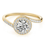 LUMEO Round Halo Diamond Engagement Ring Set in 18k Solid Yellow Gold 