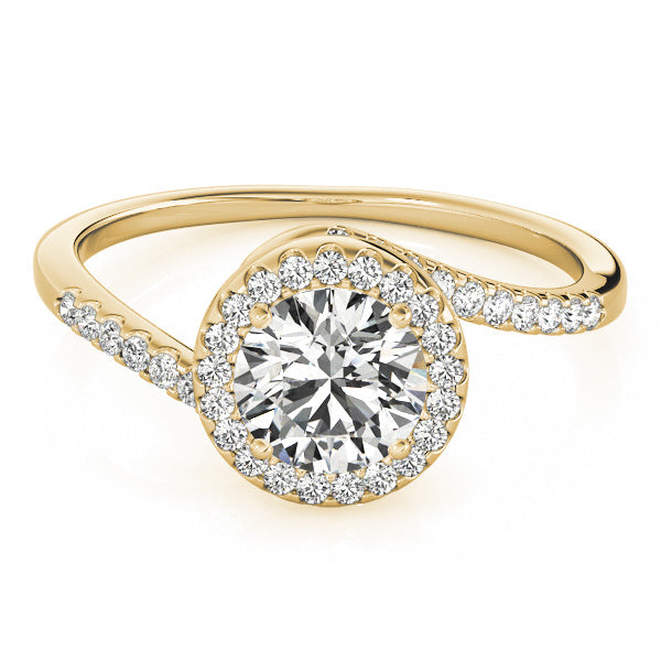 LUMEO Round Halo Diamond Engagement Ring Set in 18k Solid Yellow Gold 