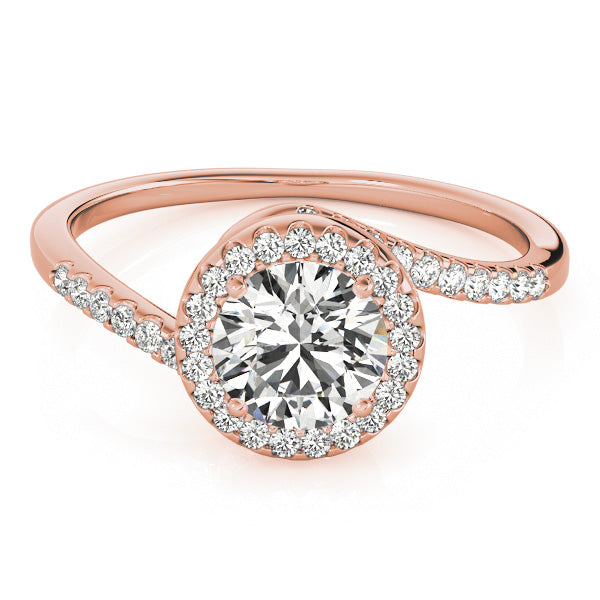 LUMEO Round Halo Diamond Engagement Ring Set in 18k Solid Rose Gold 