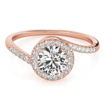 LUMEO Round Halo Diamond Engagement Ring Set in 18k Solid Rose Gold 