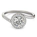 LUMEO Round Halo Diamond Engagement Ring Set in Platinum 