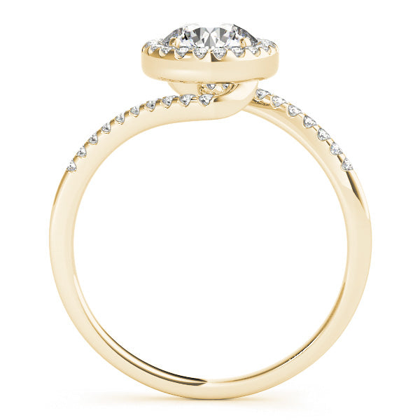 LUMEO Round Halo Diamond Engagement Ring Side View in 18k Solid Yellow Gold 