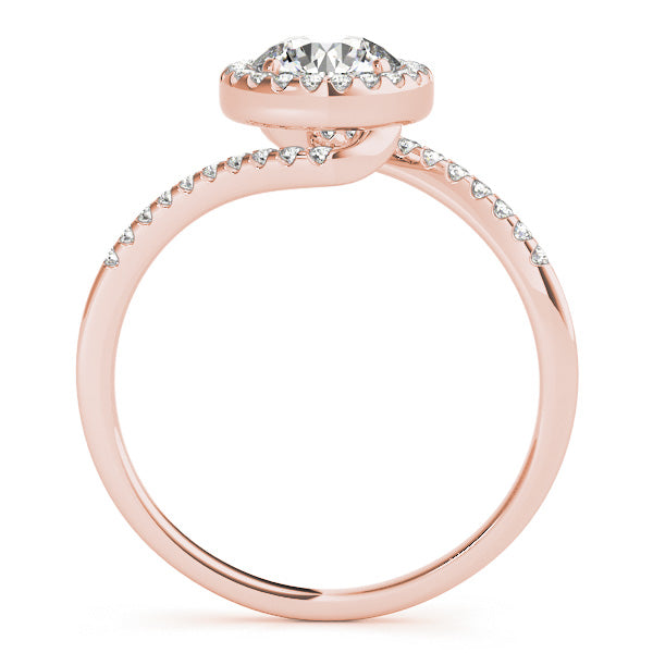 LUMEO Round Halo Diamond Engagement Ring Side View in 18k Solid Rose Gold 
