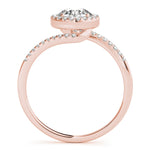 LUMEO Round Halo Diamond Engagement Ring Side View in 18k Solid Rose Gold 
