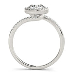 LUMEO Round Halo Diamond Engagement Ring Side View in Platinum 