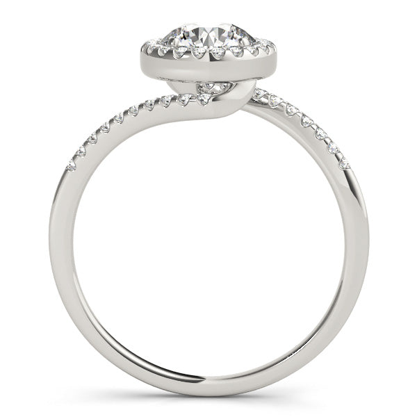 LUMEO Round Halo Diamond Engagement Ring Side View in Platinum 