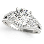 LUMEO Round Three Stone Diamond Engagement Ring Front View in Platinum 