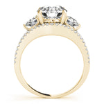 LUMEO Round Three Stone Diamond Engagement Ring Side View in 18k Solid Yellow Gold 