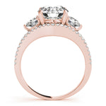 LUMEO Round Three Stone Diamond Engagement Ring Side View in 18k Solid Rose Gold 