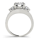 LUMEO Round Three Stone Diamond Engagement Ring Side View in Platinum 