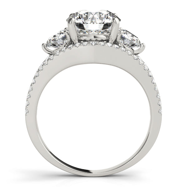 LUMEO Round Three Stone Diamond Engagement Ring Side View in Platinum 