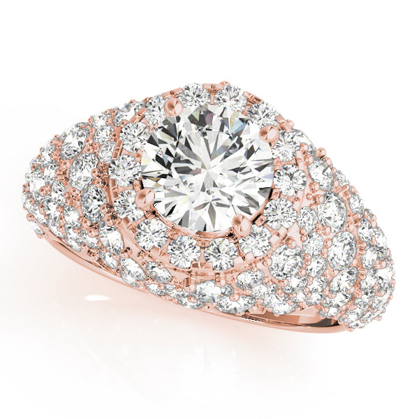 LUMEO Round Halo Diamond Engagement Ring Front View in 18k Solid Rose Gold 