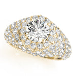 LUMEO Round Halo Diamond Engagement Ring Front View in 18k Solid Yellow Gold 