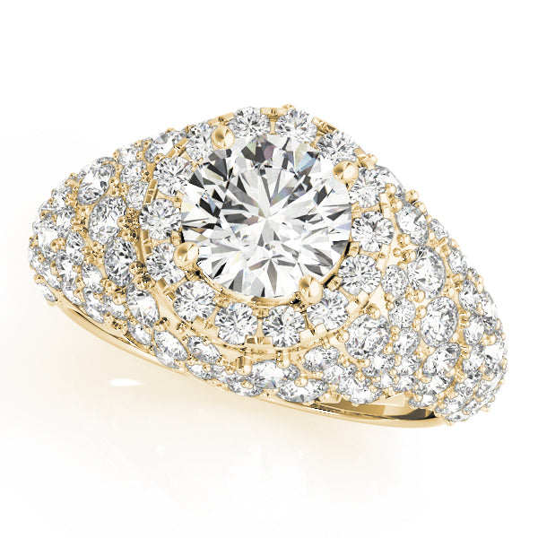 LUMEO Round Halo Diamond Engagement Ring Front View in 18k Solid Yellow Gold 