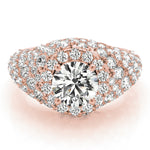 LUMEO Round Halo Diamond Engagement Ring Set in 18k Solid Rose Gold 