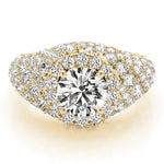 LUMEO Round Halo Diamond Engagement Ring Set in 18k Solid Yellow Gold 