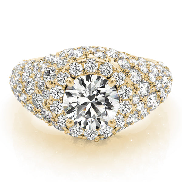 LUMEO Round Halo Diamond Engagement Ring Set in 18k Solid Yellow Gold 