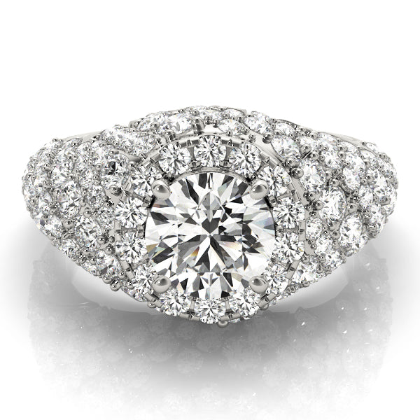 LUMEO Round Halo Diamond Engagement Ring Set in Platinum 