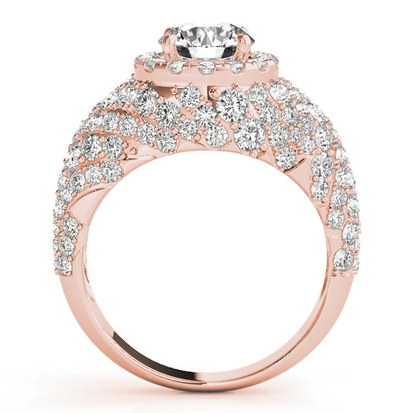LUMEO Round Halo Diamond Engagement Ring Side View in 18k Solid Rose Gold 