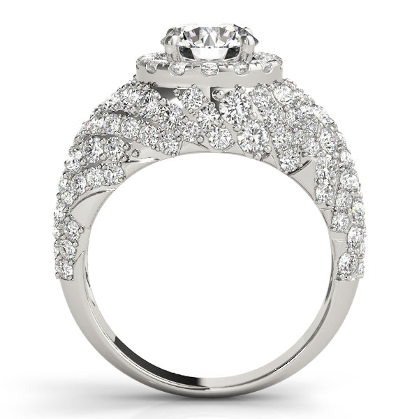 LUMEO Round Halo Diamond Engagement Ring Side View in Platinum 