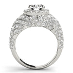 LUMEO Round Halo Diamond Engagement Ring Side View in Platinum 