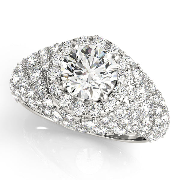 LUMEO Round Halo Diamond Engagement Ring Front View in Platinum #platinum