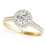 LUMEO Round Halo Diamond Engagement Ring Front View in 18k Solid Yellow Gold 