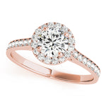 LUMEO Round Halo Diamond Engagement Ring Front View in 18k Solid Rose Gold 