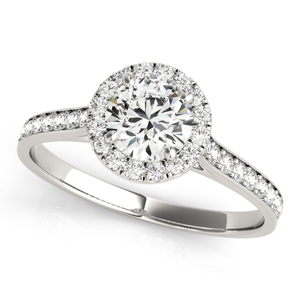 LUMEO Round Halo Diamond Engagement Ring Front View in Platinum 