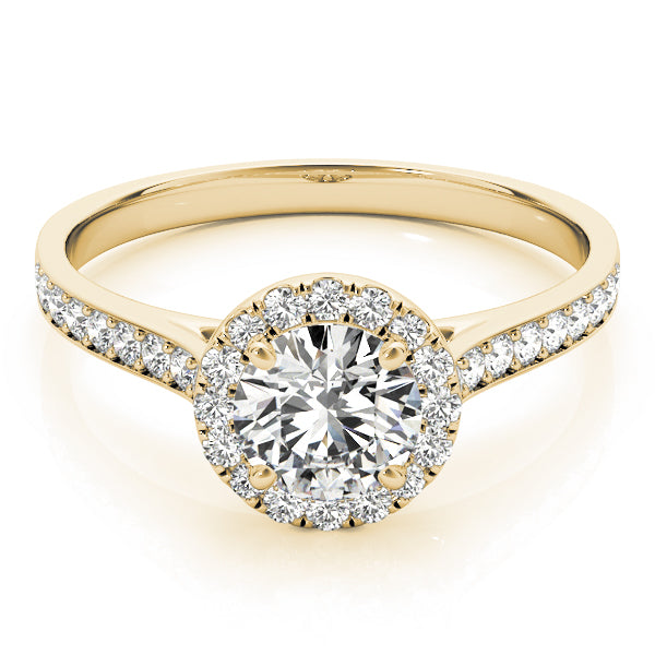 LUMEO Round Halo Diamond Engagement Ring Set in 18k Solid Yellow Gold 