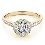 LUMEO Round Halo Diamond Engagement Ring Set in 18k Solid Yellow Gold 