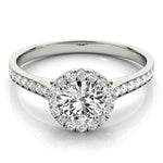 LUMEO Round Halo Diamond Engagement Ring Set in Platinum 