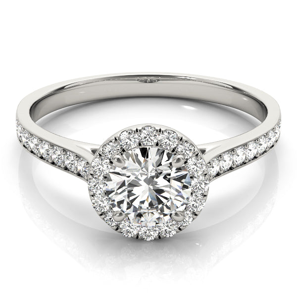 LUMEO Round Halo Diamond Engagement Ring Set in Platinum 