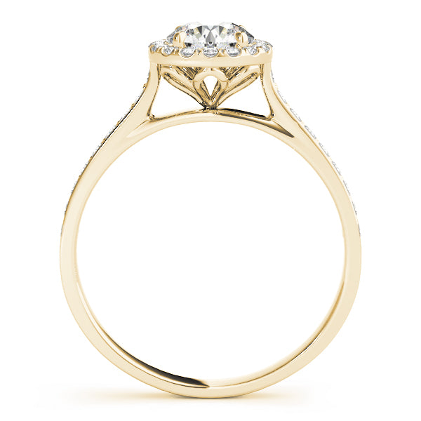 LUMEO Round Halo Diamond Engagement Ring Side View in 18k Solid Yellow Gold 