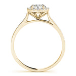 LUMEO Round Halo Diamond Engagement Ring Side View in 18k Solid Yellow Gold 
