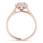 LUMEO Round Halo Diamond Engagement Ring Side View in 18k Solid Rose Gold 