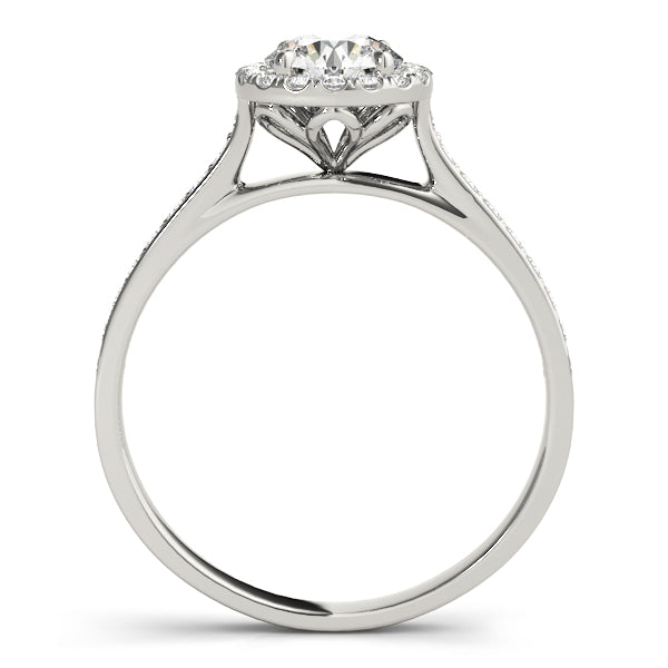 LUMEO Round Halo Diamond Engagement Ring Side View in Platinum 