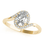 LUMEO Oval Halo Diamond Engagement Ring Front View in 18k Solid Yellow Gold 