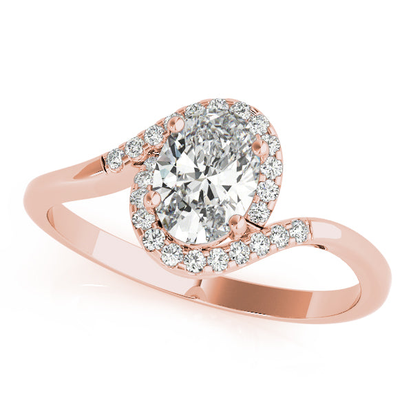 LUMEO Oval Halo Diamond Engagement Ring Front View in 18k Solid Rose Gold 